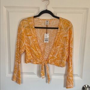 Shade & Shore Orange Leaf Pattern Crop Top Women’s Medium